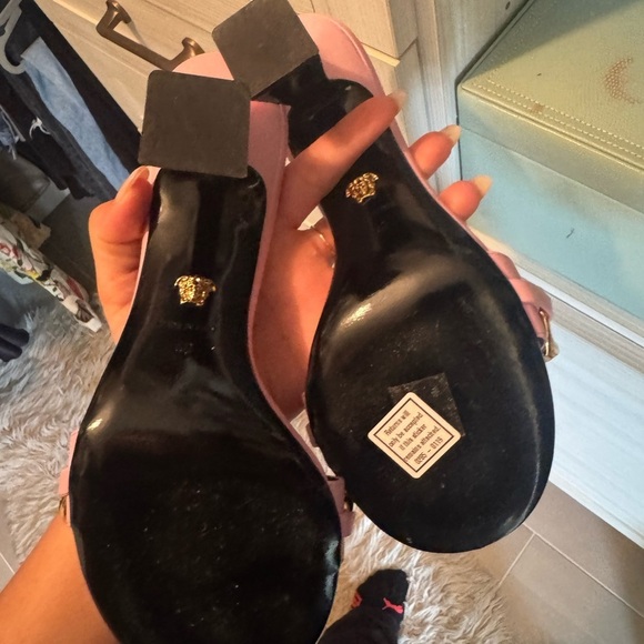 Versace Pink and Gold Women's Heeled Sandals​ - Picture 8 of 9